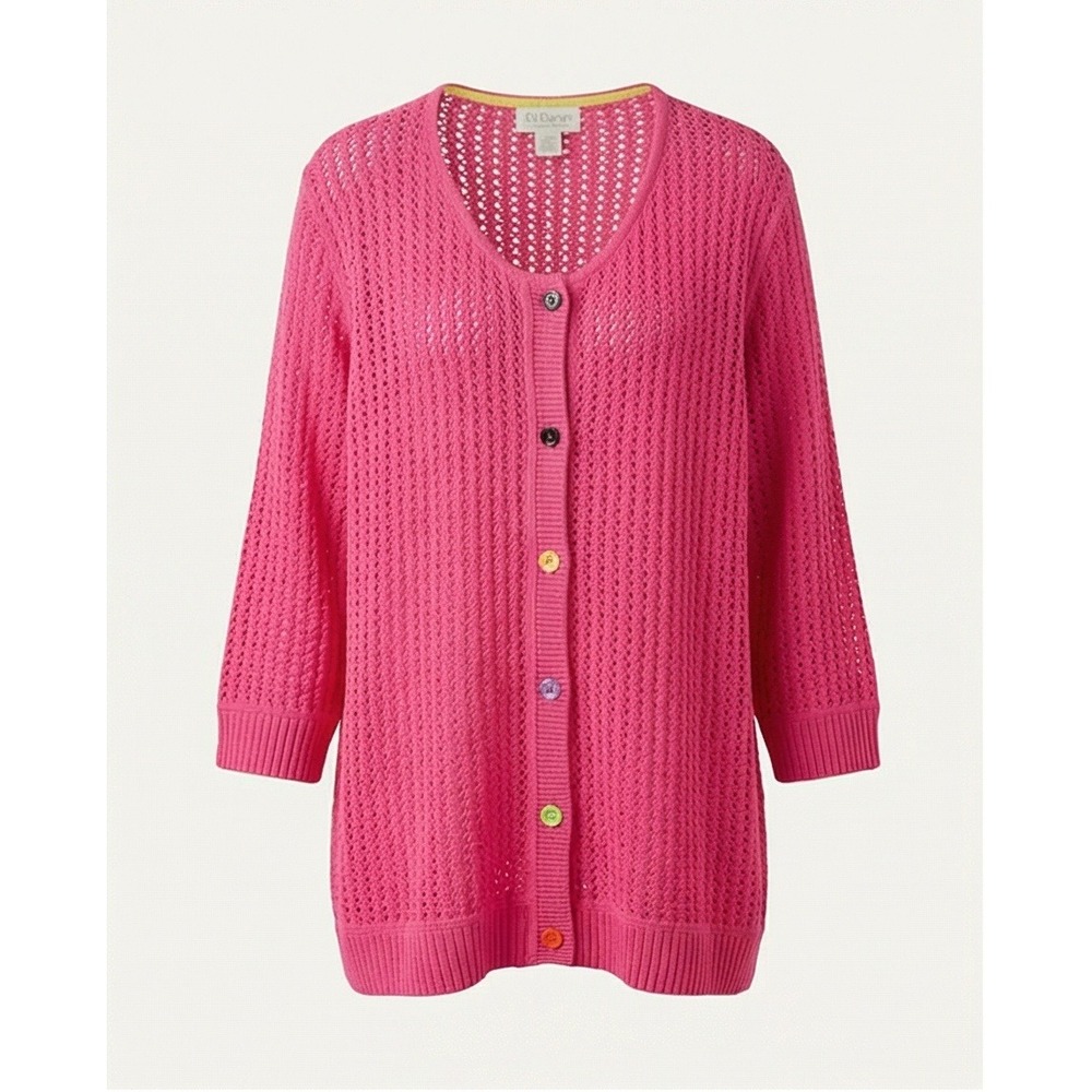 CJ Banks 3X Christopher &‎ Banks Pink Pointelle Knit Cardigan Sweater NWT